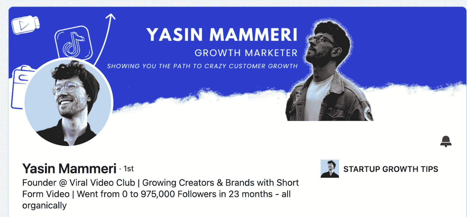 The LinkedIn profile page of Yasin, used as an example