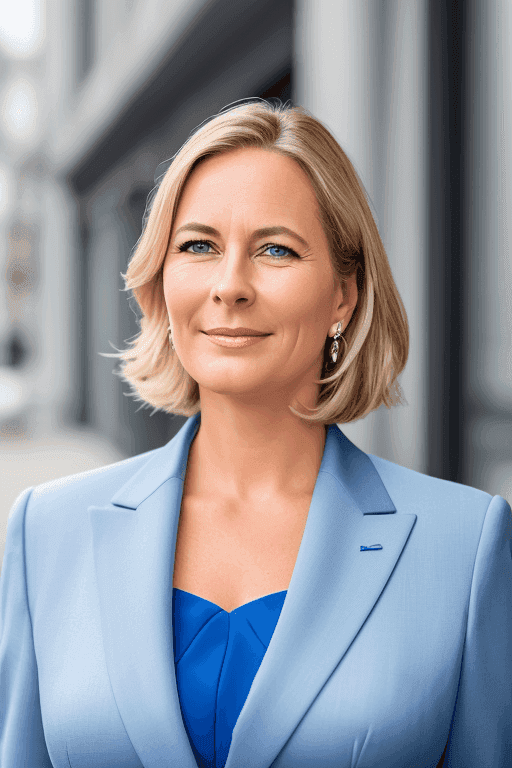 Building Woman Background Example of BetterPic AI technology results