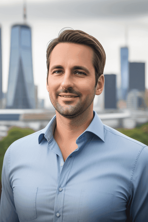 Cityscape Man Background Example of BetterPic AI technology results