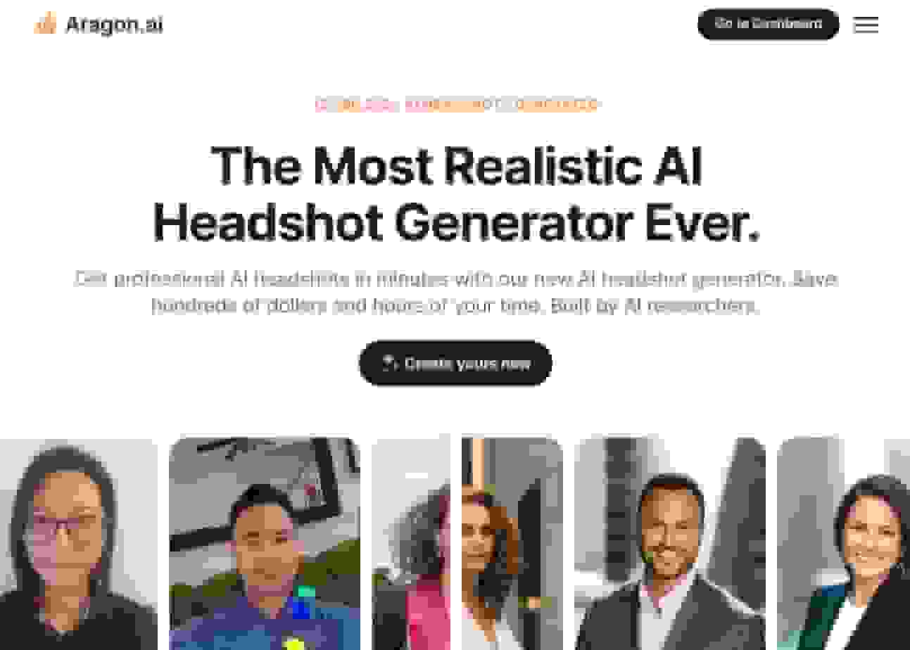 Aragon AI Headshot Generator - Landing Page
