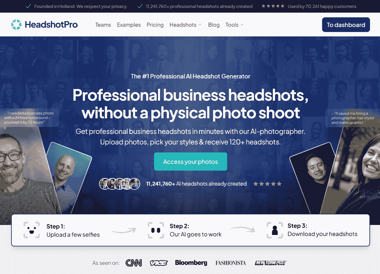 HeadshotPro AI Headshot Generator - Landing Page