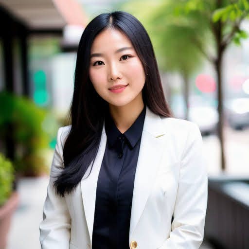 asian business woman headshot with white suit