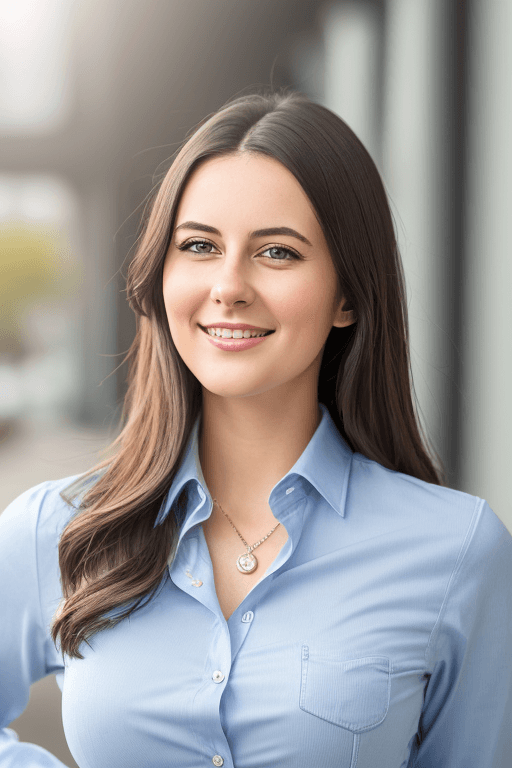 Office Woman Background Example of BetterPic AI technology results